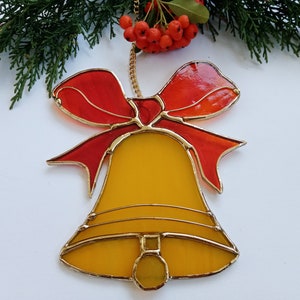 Stained Glass Christmas Bell, Christmas Bell, Bell for Christmas Tree Ornament Accessory, Bell Suncatcher, Christmas Gift, Christmas Decor