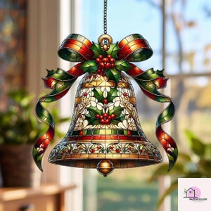 Holiday Bell Christmas Acrylic Suncatcher: Festive Window Decoration